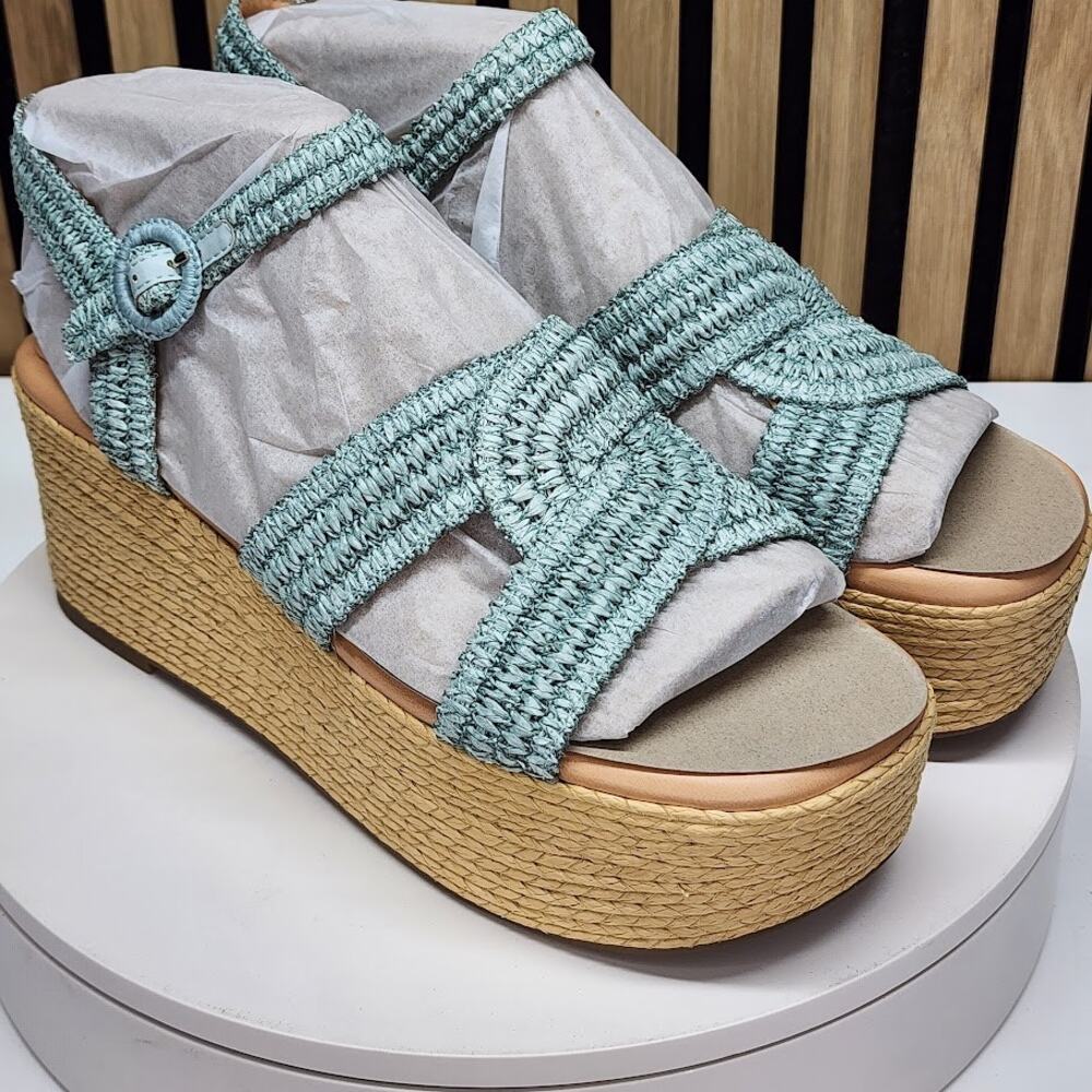 NEW - Marc Fisher LTD Payley Women’s Woven Platform Wedge Sandals Blue 11 M